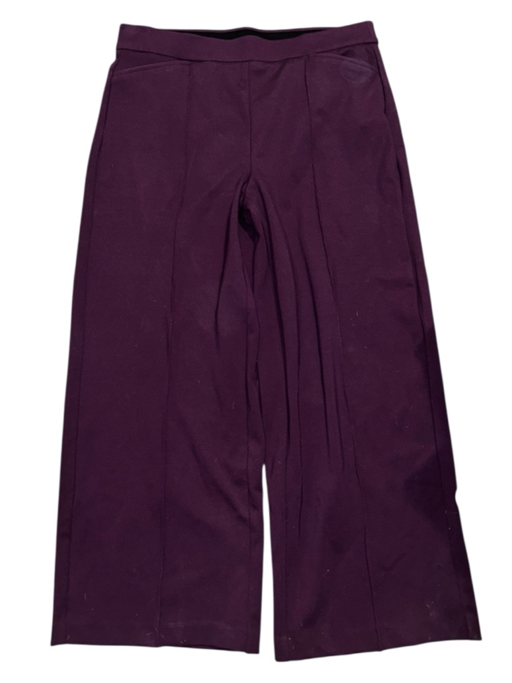 Counterparts Plum Purple Wide Leg Ponte Pants Size L Seam Detail Pull On High rs
